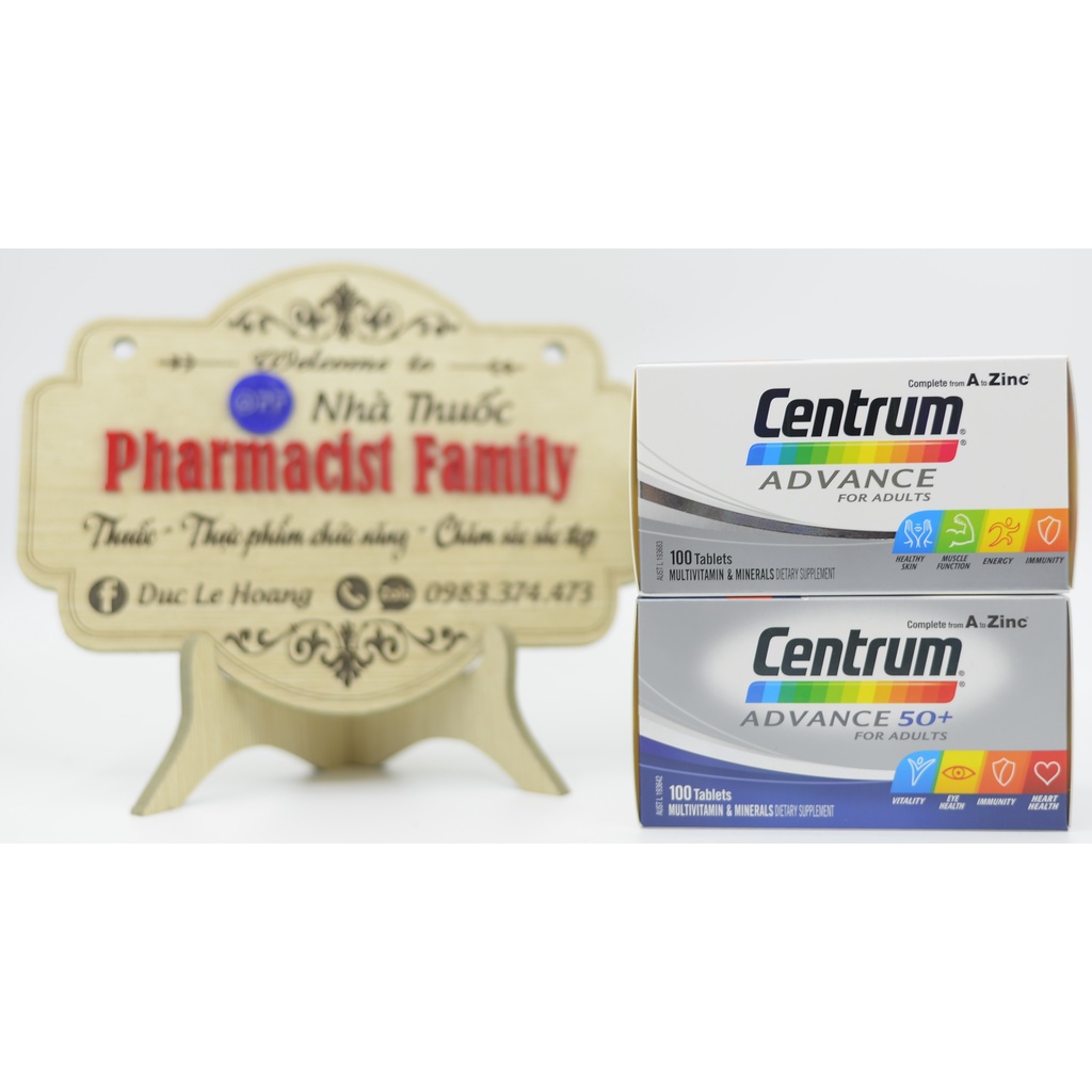 Pfizer Centrum advance/advance 50+ - vitamin tổng hợp và khoáng chất cho người lớn - 100 viên
