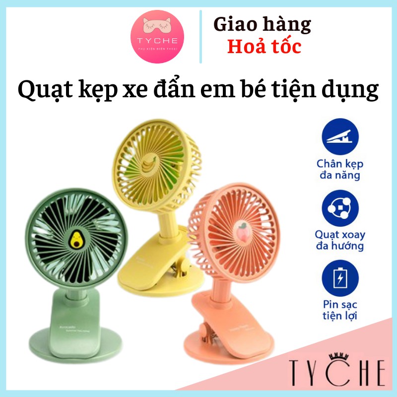 Quạt kẹp xe đẩn em bé, kẹp bàn tiện dụng siêu mát