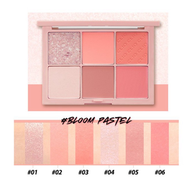 Bảng phấn má hồng 6 ô CLIO PRO Blusher Palette đa năng vớivphấn má màu lì, bắt sáng, ánh nhũ CHÍNH HÃNG