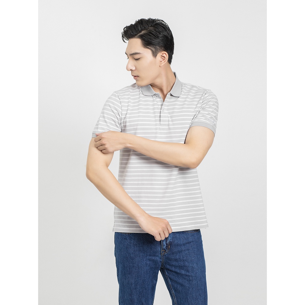 Áo polo nam ngắn tay ARISTINO dáng Regular fit suông vừa, cổ dệt, họa tiết kẻ nhỏ thời trang, tính tế - APS017S2
