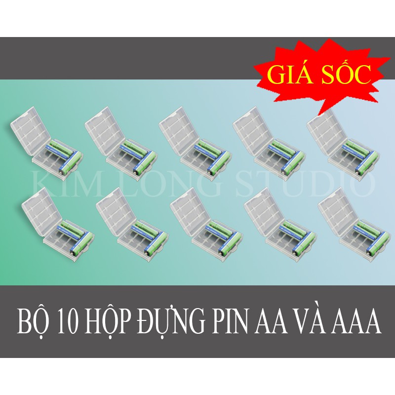 Combo 10 hộp đựng pin AA và AAA cao cấp