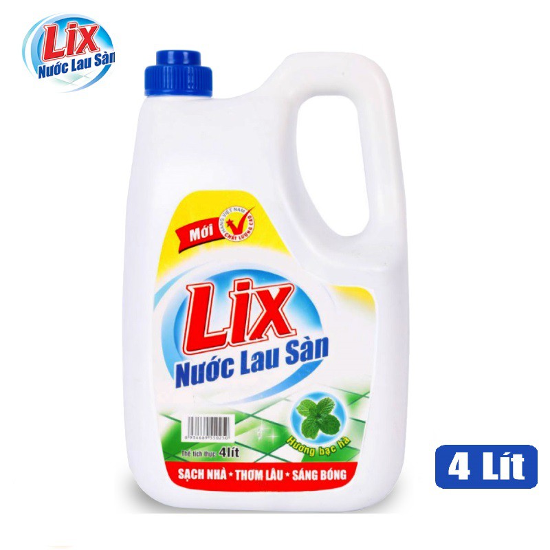 Nước Lau sàn LIX Hương Bạc Hà Chai 4L - LDS15