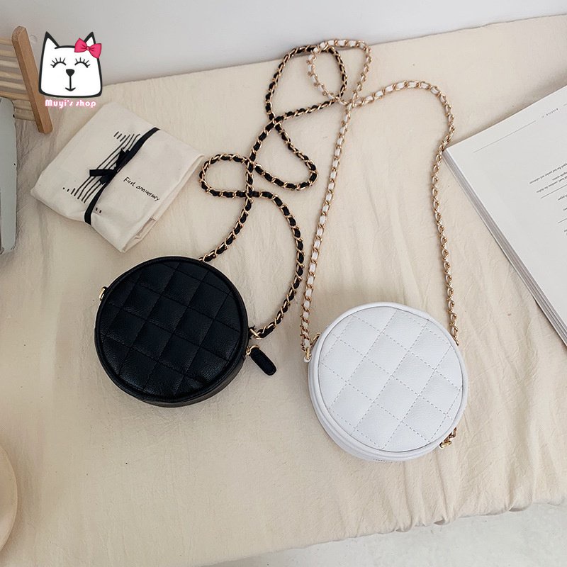Túi Đeo Chéo Hình Tròn Nhỏ Nhắn Phong Cách Hàn Quốc Dễ Phối Đồ