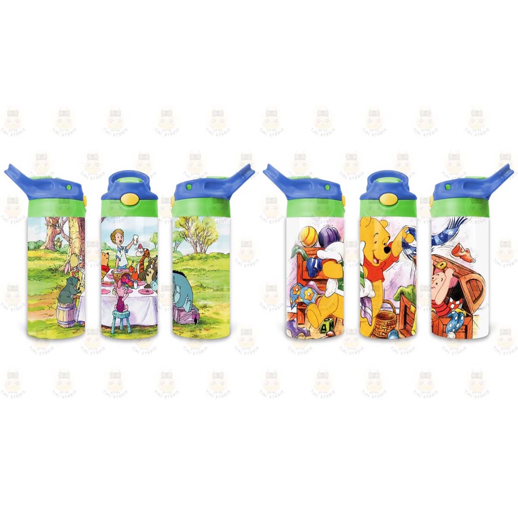 Bình Uống Nước Giữ Nhiệt Cho Bé Có Ống Hút Hình Gấu Pooh - Tỉ Mỉ Studio - Mã 1407KT04