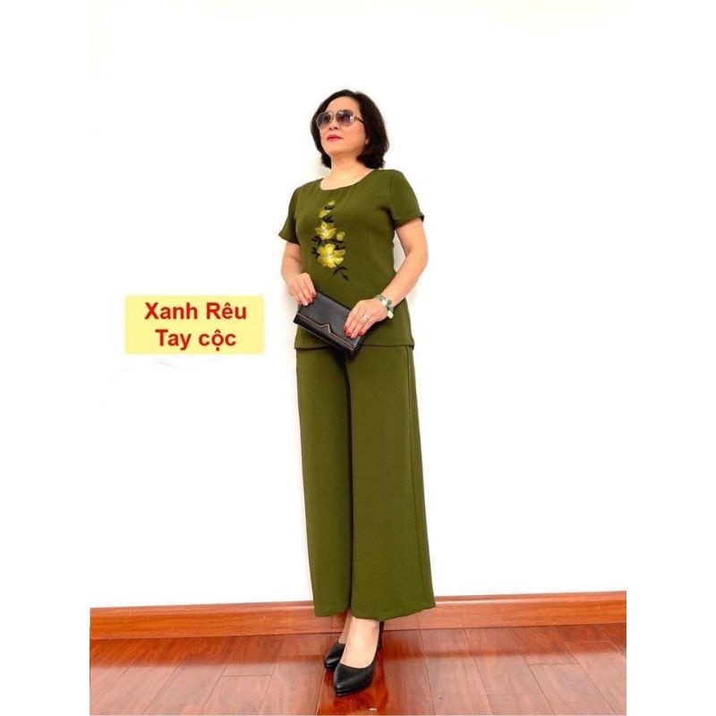 Bộ đũi tay cộc quần ống sớ cho mẹ cho bà _Bộ đồ trung niên thời trang trung niên tặng mẹ tặng bà