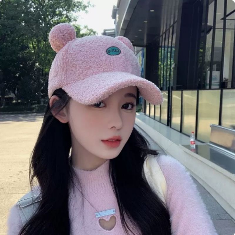 MŨ KẾT THÊU CHỮ CUTE TAI GẤU ĐÁNG YÊU ( Có hình khách feedback)