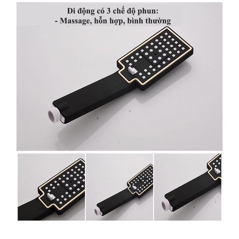 Sen Cây Tắm Đứng MORALLY- BLACKGOLD, vòi phun mạnh, vòi xoay 360°, thép không rỉ, sơn tĩnh điện, phong cách Châu Âu