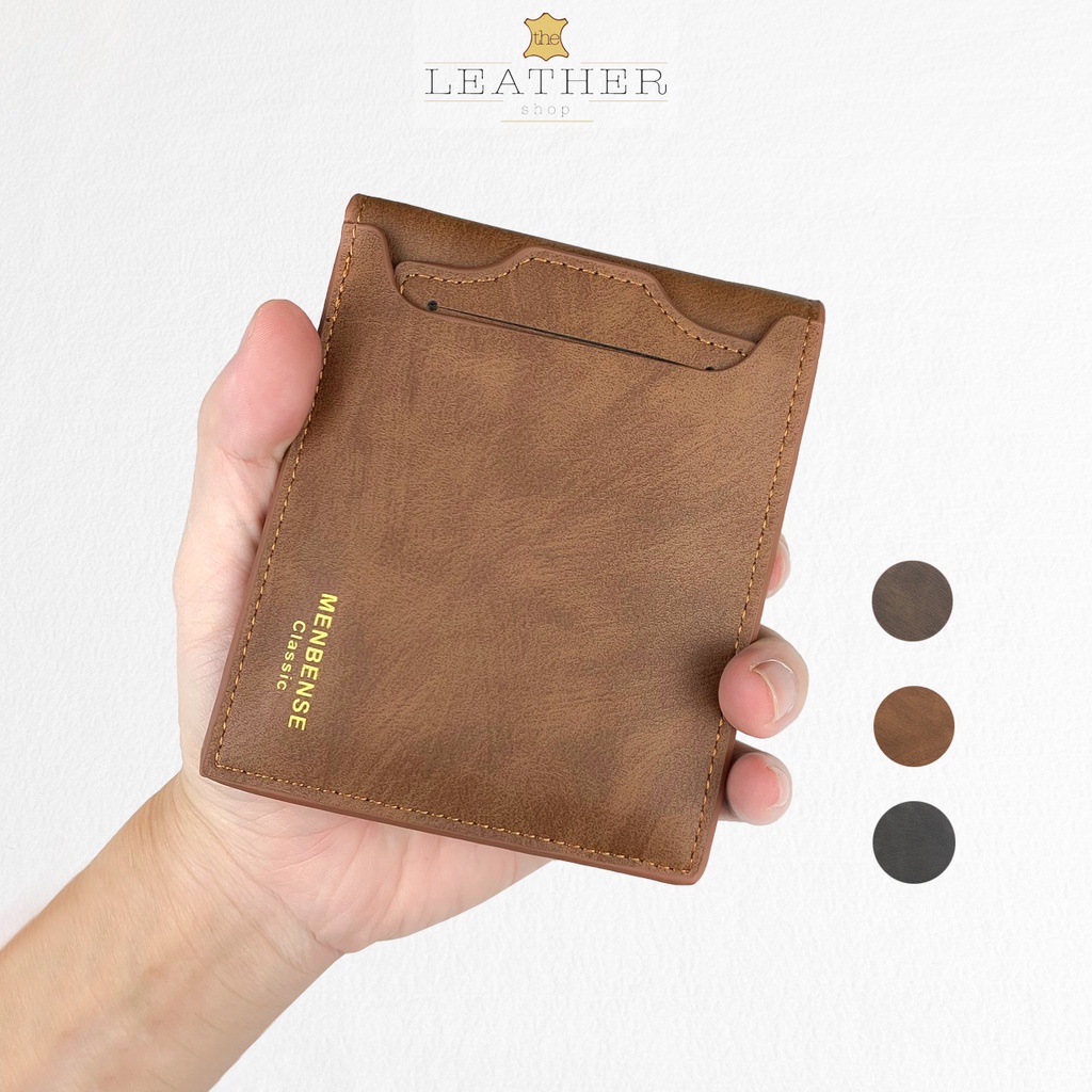 Ví nam đẹp cầm tay da bò nhiều ngăn mini bóp da nam thời trang cao cấp nhỏ gọn giá rẻ Leather V2406