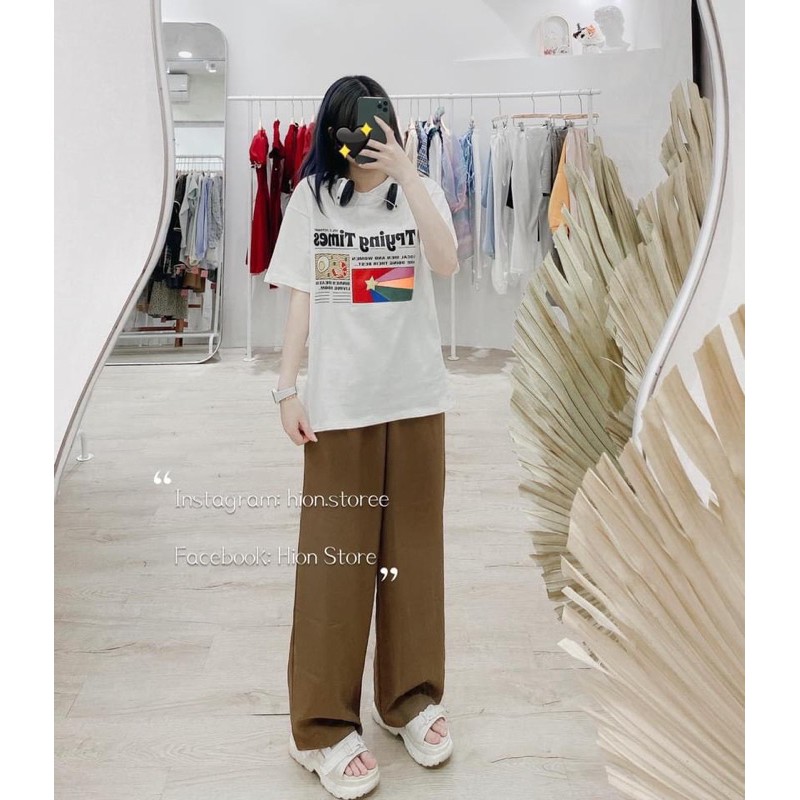 ♥️ SET ÁO THUN IN KÈM QUẦN SUÔNG CULOTTES NÂU  ♥️