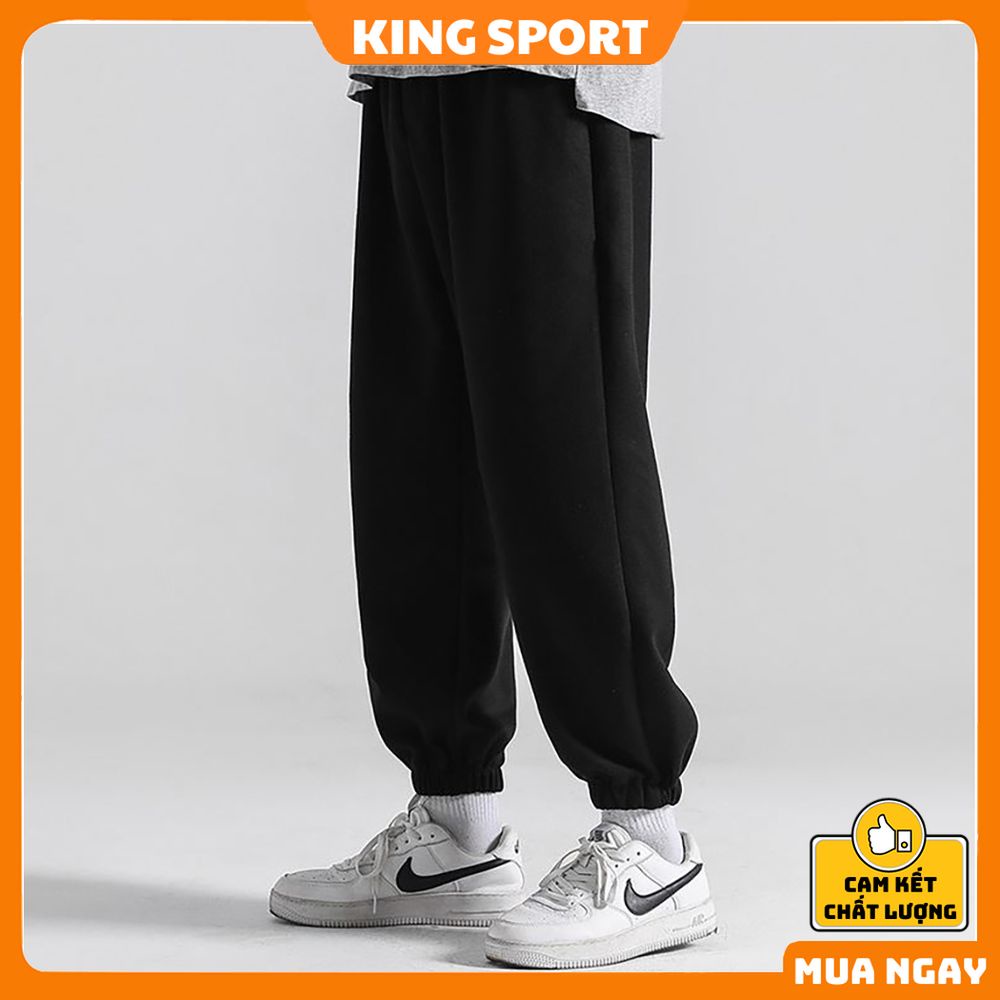 Quần jogger ống rộng unisex KING SPORT bo gấu dáng thể thao suông nam nữ nỉ cao cấp da cá bigsize thu đông basic | BigBuy360 - bigbuy360.vn