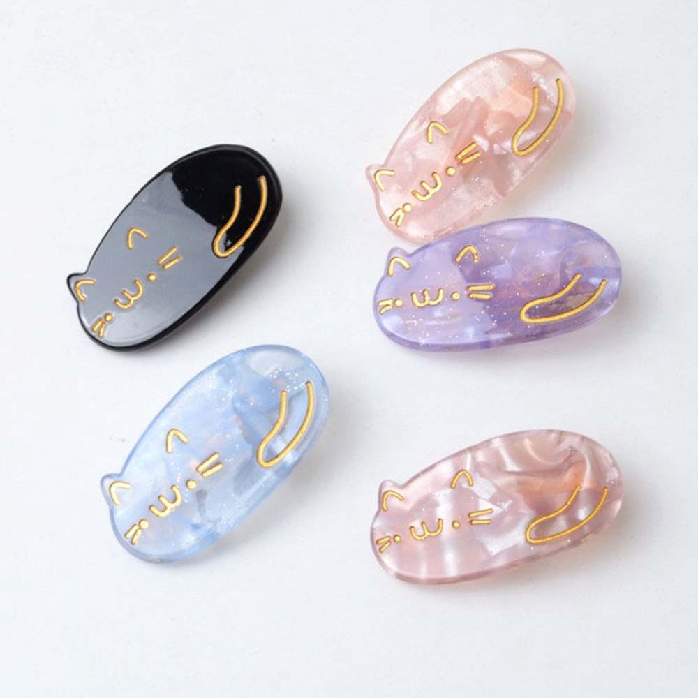 Kẹp tóc mạ acrylic hình chú mèo dễ thương cho nữ