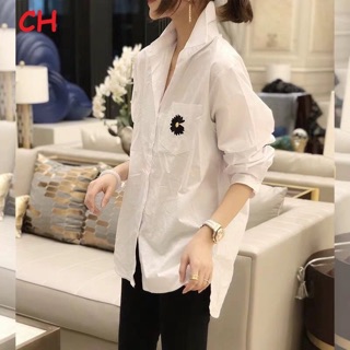 Áo sơ mi hoa cúc đen CH15