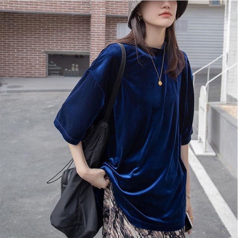 áo nhung xanh dương