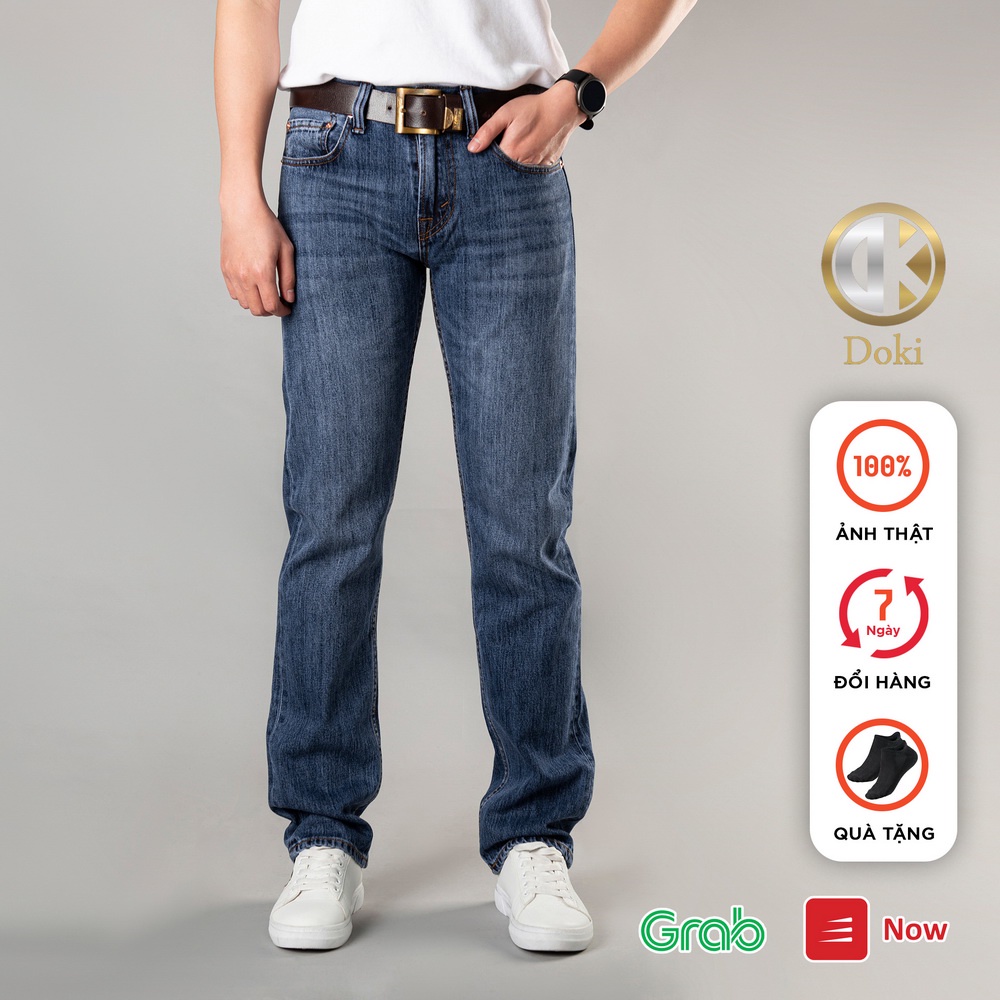 Quần Jean Ống Suông Nam Cao Cấp Xanh Đậm, Quần Jean Nam Ống Rộng, Kiểu Dáng Chững Chạc Lịch Sự - DOKI SN-09