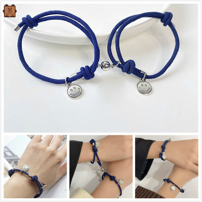 Set 2 vòng tay bện dây mặt cười thời trang cho cặp đôi