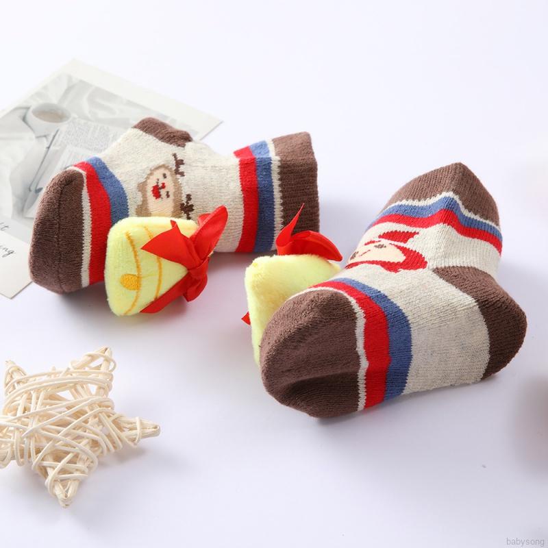 Vớ Cotton Cổ Trung Chống Trượt In Họa Tiết Hoạt Hình Giáng Sinh Cho Bé Sơ Sinh