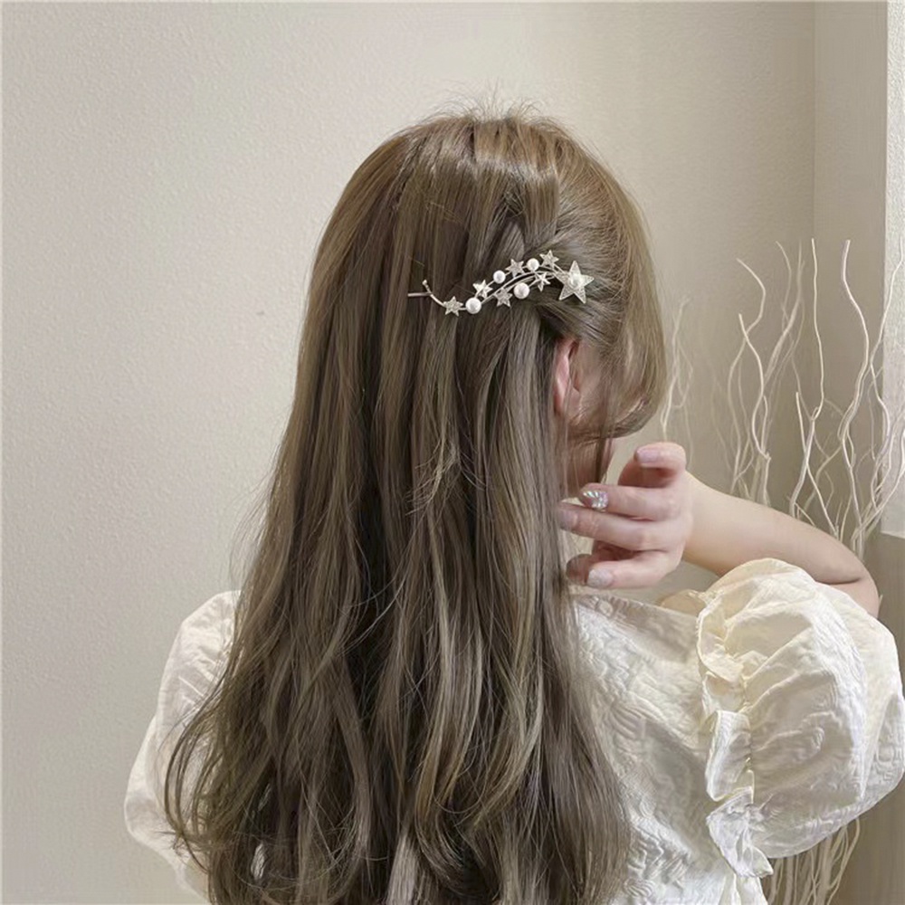 Kẹp Tóc Hình Ngôi Sao Đính Ngọc Trai Lãng Mạn Cho Nữ