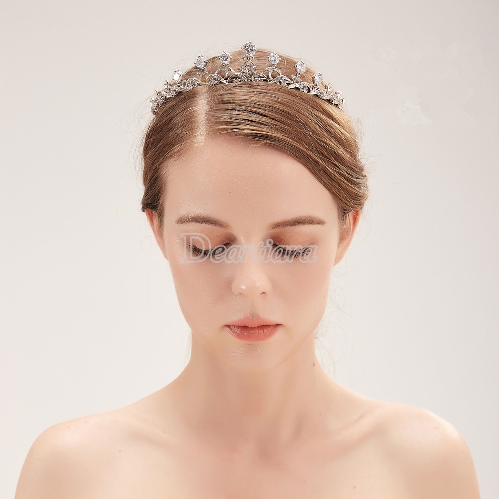 Vương Miện Đính Đá Zircon Phong Cách Âu Mỹ Dành Cho Cô Dâu