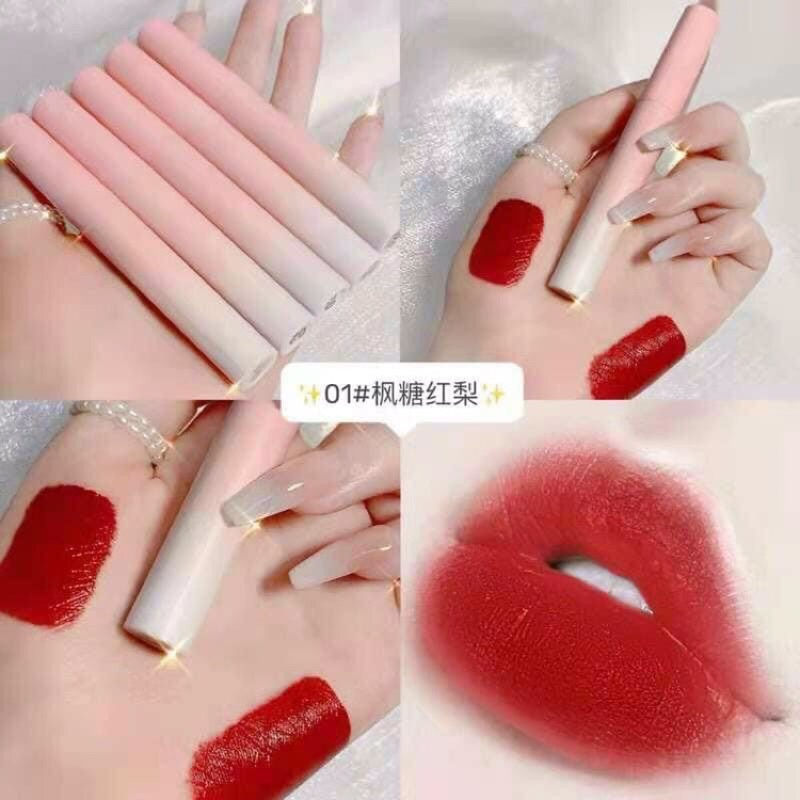 Sét 5 son kem lì hình heo hồng leaduu pink pig