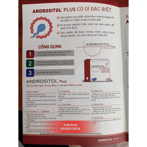 Andrositol plus tăng cường sức khỏe sinh lý cho nam hộp 14 gói