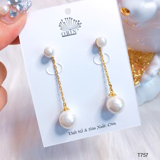 Bông tai, khuyên tai dáng dài trái châu nhân tạo cao cấp Orin T757