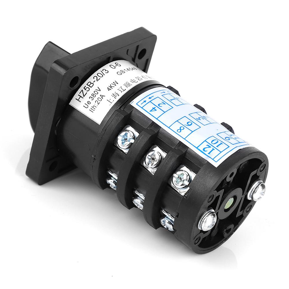 OWUH Công tắc xoay 20A 500V 4W HZ5B-20/3.0-6 với 7 vị trí khác nhau