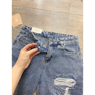 (Hoàng Hà) Quần jeans lửng rách