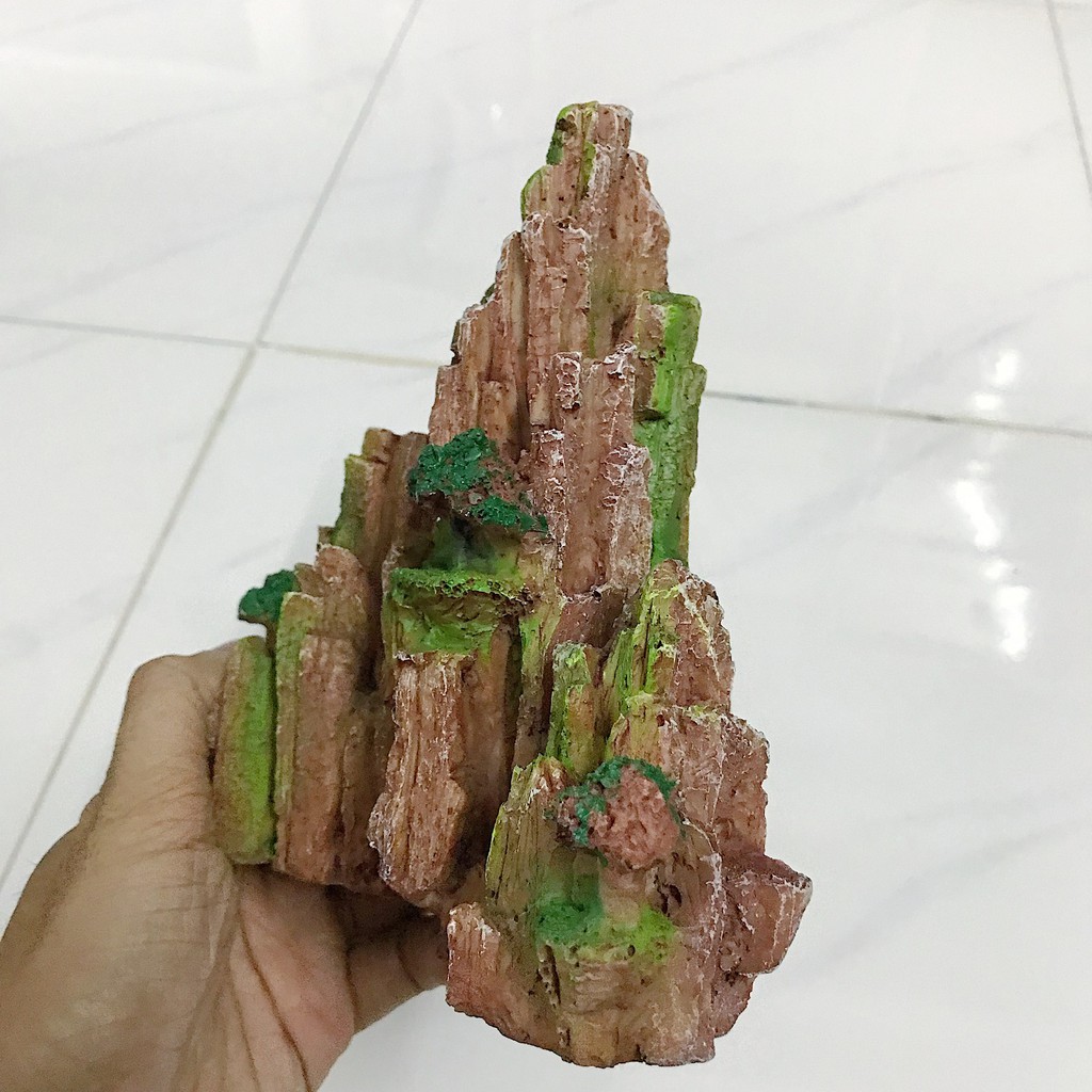 CẢNH NÚI TRANG TRÍ HỒ CÁ NON BỘ DÀI 16CM RỘNG 8CM CAO 16CM