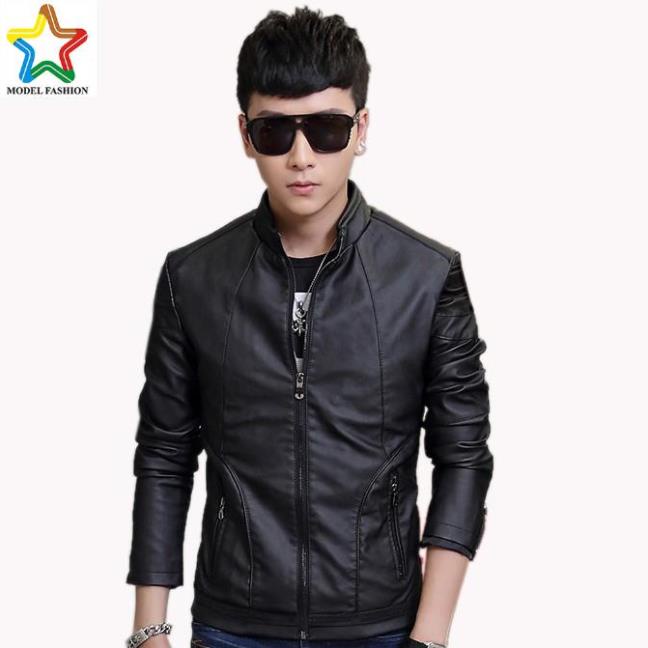 ÁO KHOÁC DA NAM LÓT LÔNG CAO CẤP AD14-ĐEN(CÓ TÚI TRONG)