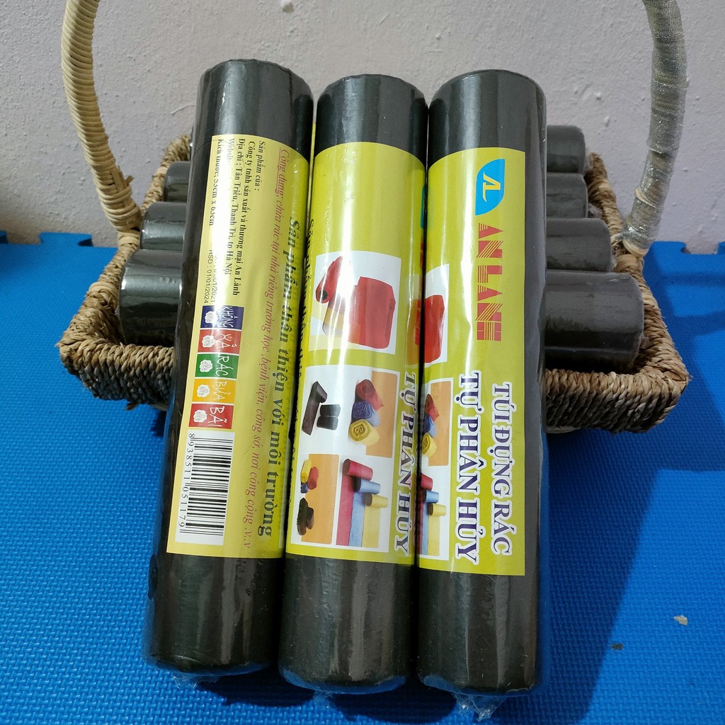 Túi đựng rác tự phân hủy sinh học gia đình,công nghiệp,cuộn 50 túi tiện dụng