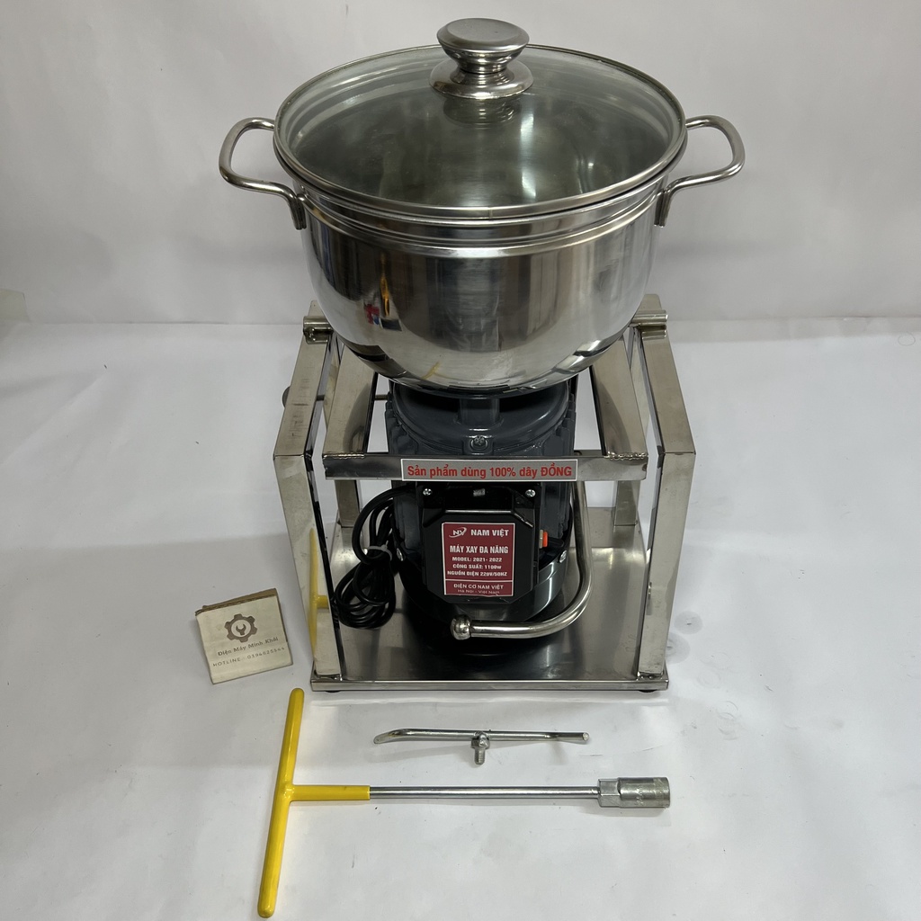 Máy xay thịt công nghiệp 1100W làm giò, chả, nồi inox - công suất lớn
