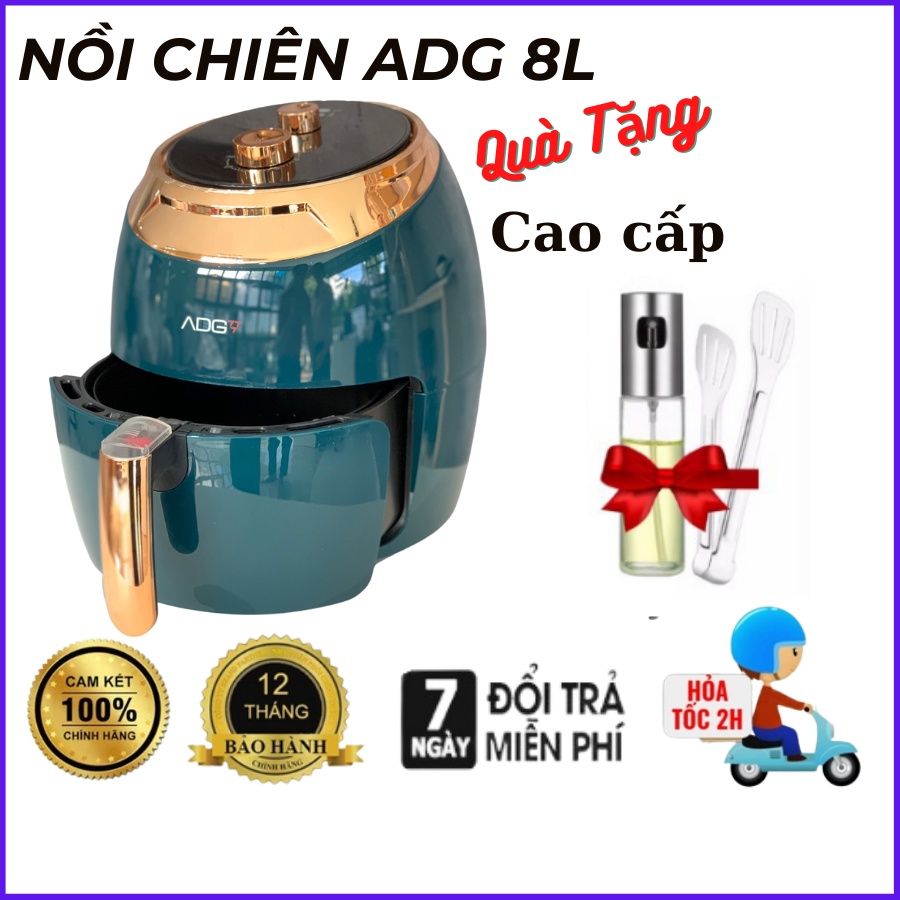 Nồi chiên không dầu 8L, bếp chiên không dầu ADG - Chính hãng ADG Việt Nam, Bảo hành 12 tháng, Kèm quà tặng bình xịt dầu