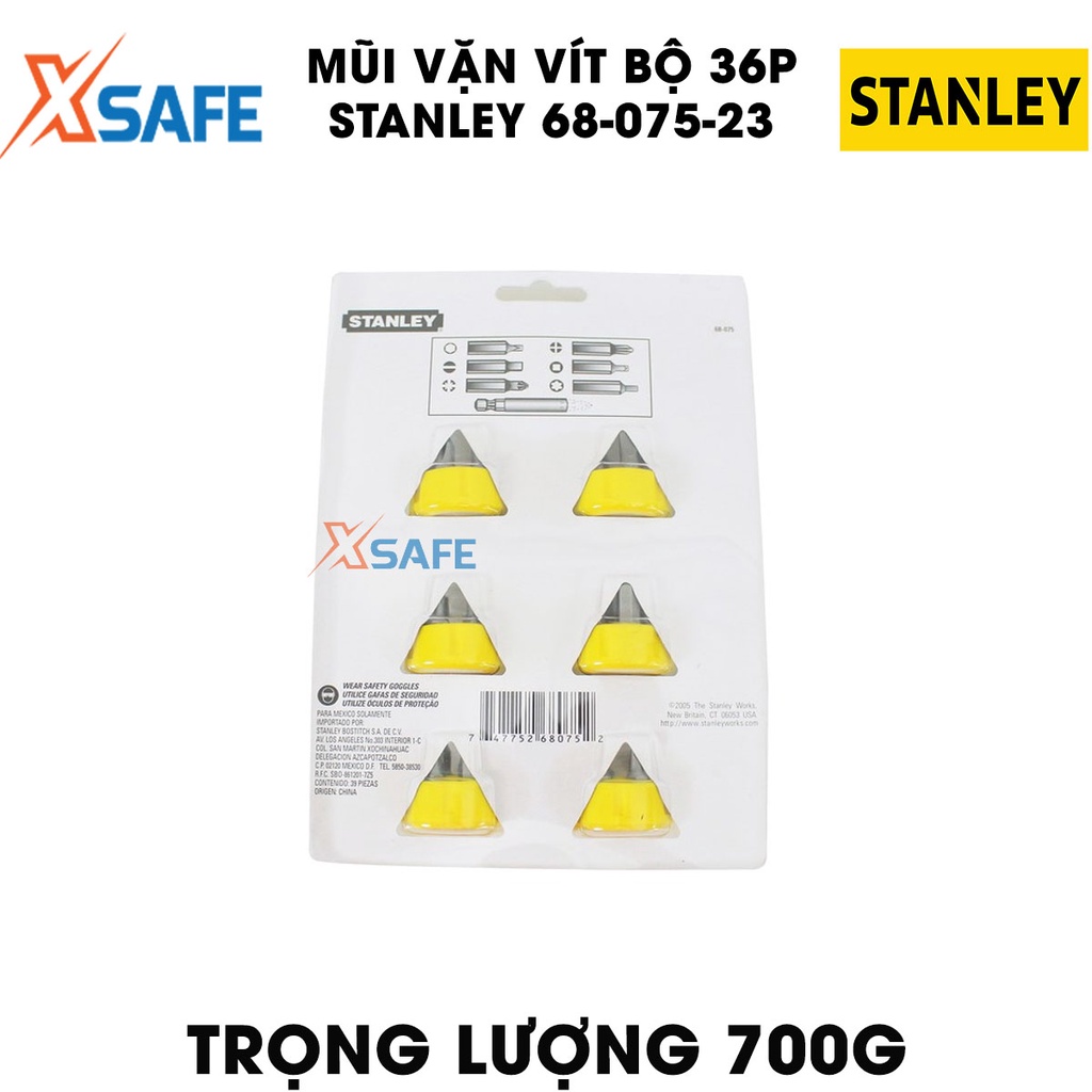 Mũi vặn vít STANLEY 68-075-23 36 chi tiết Bộ 36 mũi vít đa kích thước Stanley mạ chrome, không gỉ - chính hãng