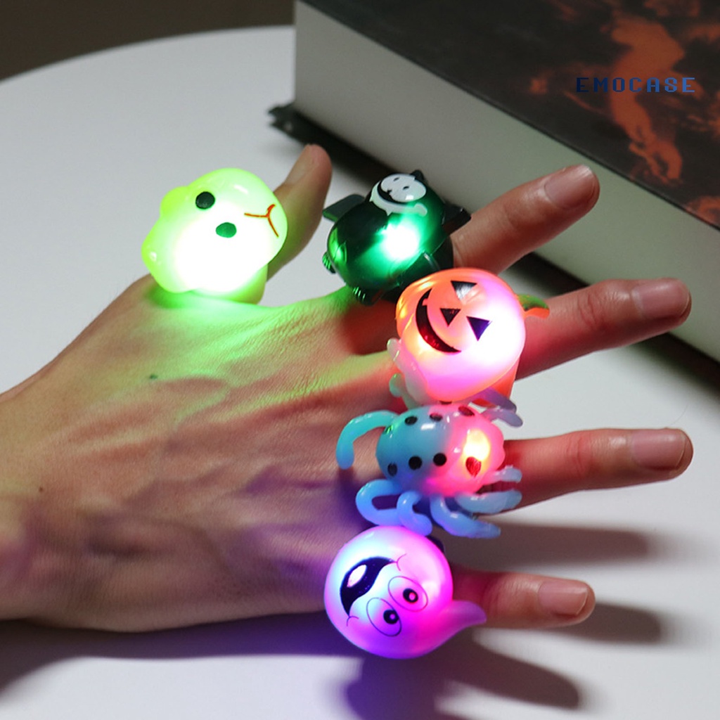 Nhẫn Đèn LED Họa Tiết Hoạt Hình Phong Cách Halloween