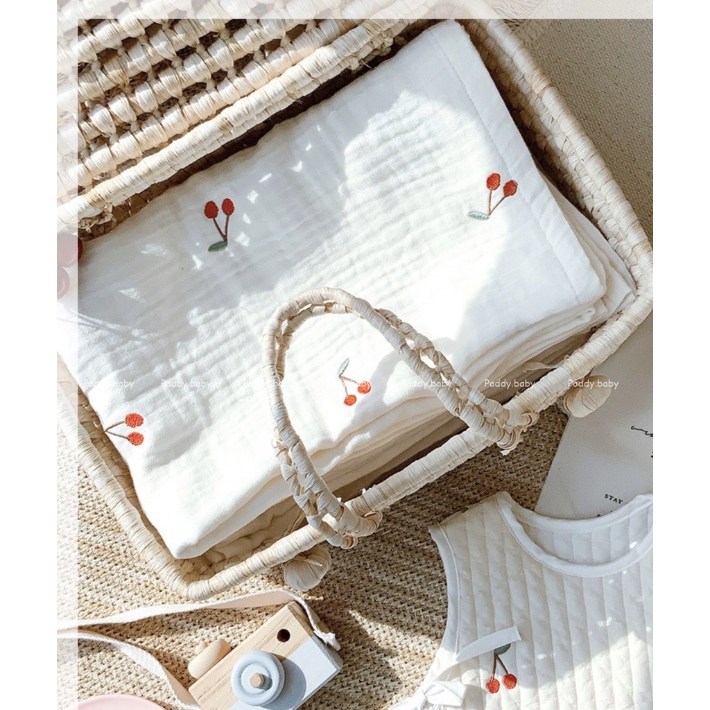 <Có sẵn> Chăn xô hè mới 𝗗𝗼𝘁𝘁𝗼𝗱𝗼𝘁 𝗛𝗮̀𝗻 𝗤𝘂𝗼̂́𝗰 thêu họa tiết cho bé