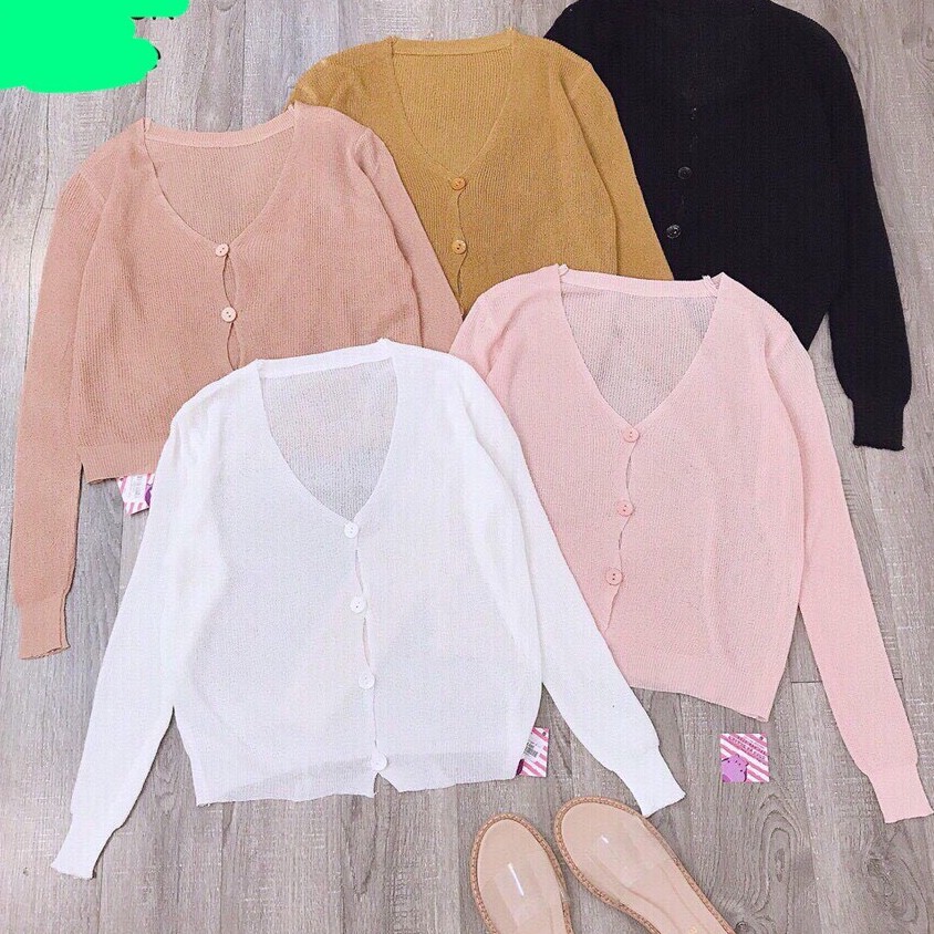 Áo Khoác Len Cardigan Dệt Kim Siêu Mỏng - Có Sẵn