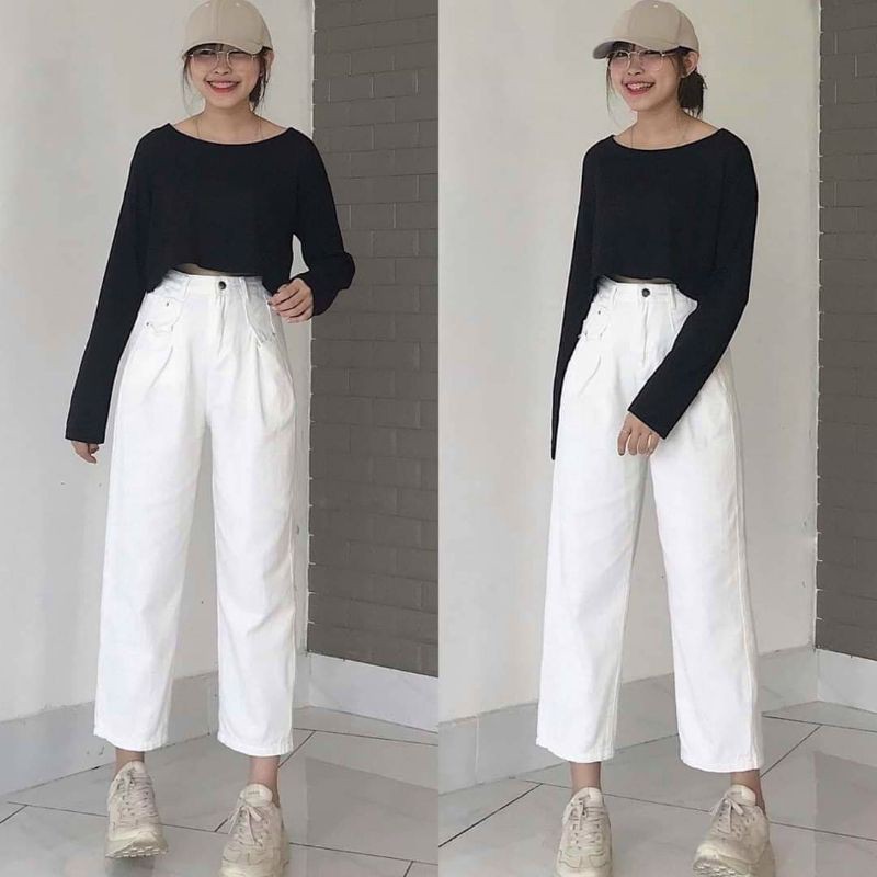Lenkapas - Quần baggy jeans chiết ly túi trước