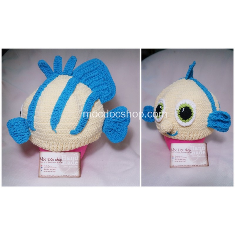 Nón len handmade cho bé - Cá Founder - 0-12 tháng