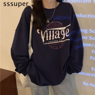 Áo sweater cổ tròn dáng rộng in họa tiết chữ thời trang mùa đông dành cho nam và nữ