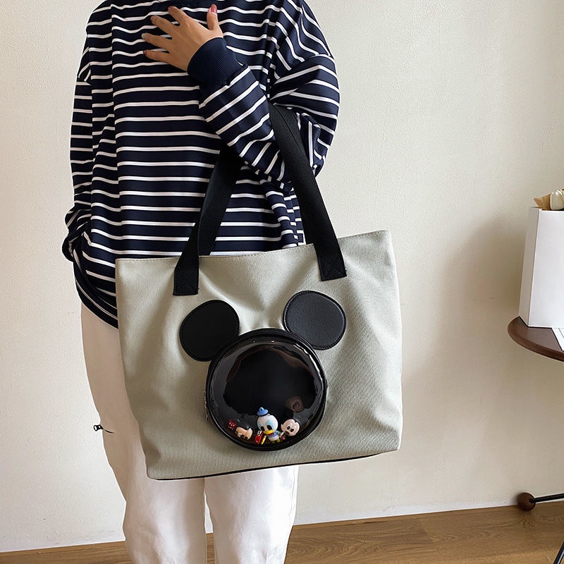 Túi Tote HAPPY HOMLIV vải canvas cỡ lớn khổ A4 tiện dụng cho nữ Túi Canvas Cỡ Lớn