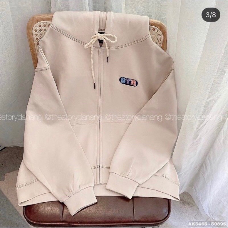Áo khoác nỉ ngoại dây kéo có nón unisex ulzzang nam nữ