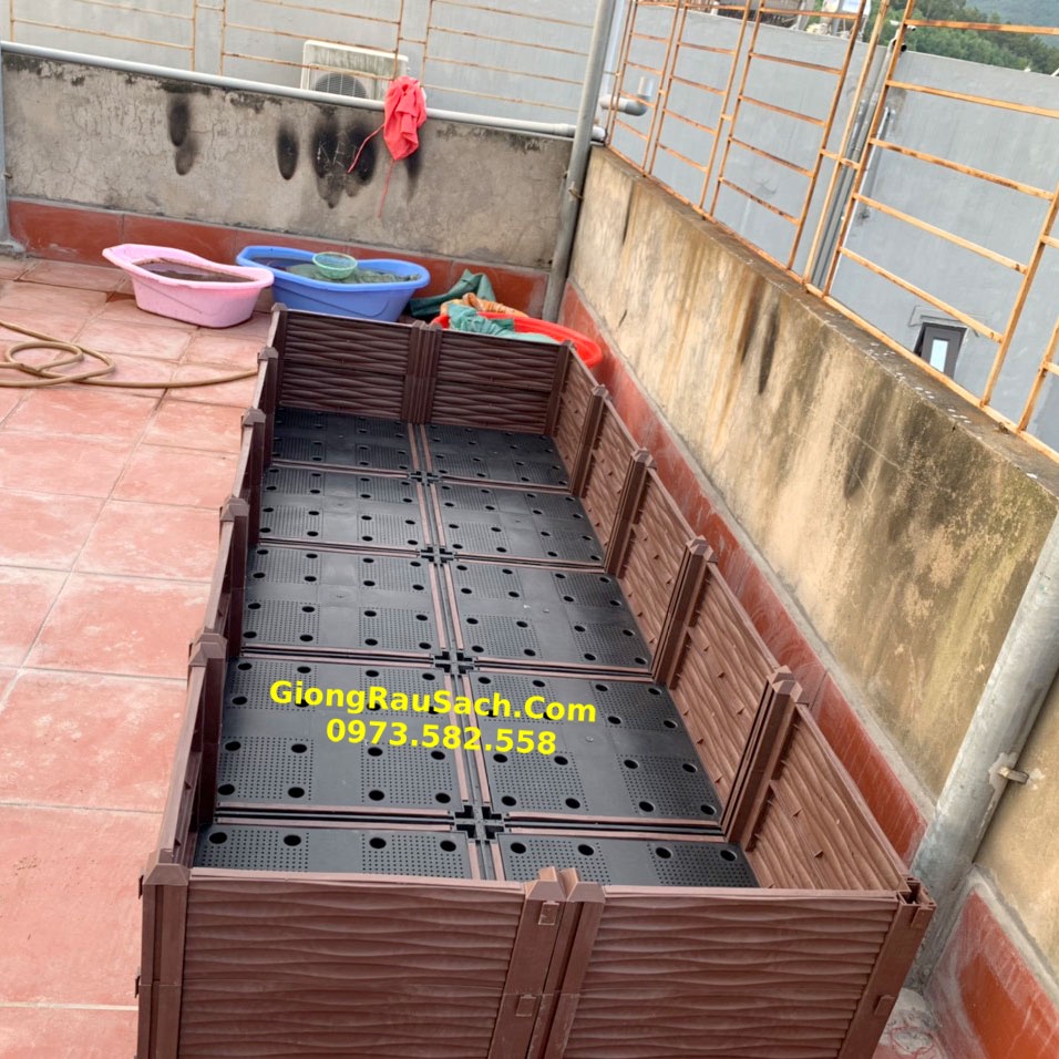 Chậu ghép Trồng rau Trồng Cây 2.5m*1m*0.39m Màu Cafe