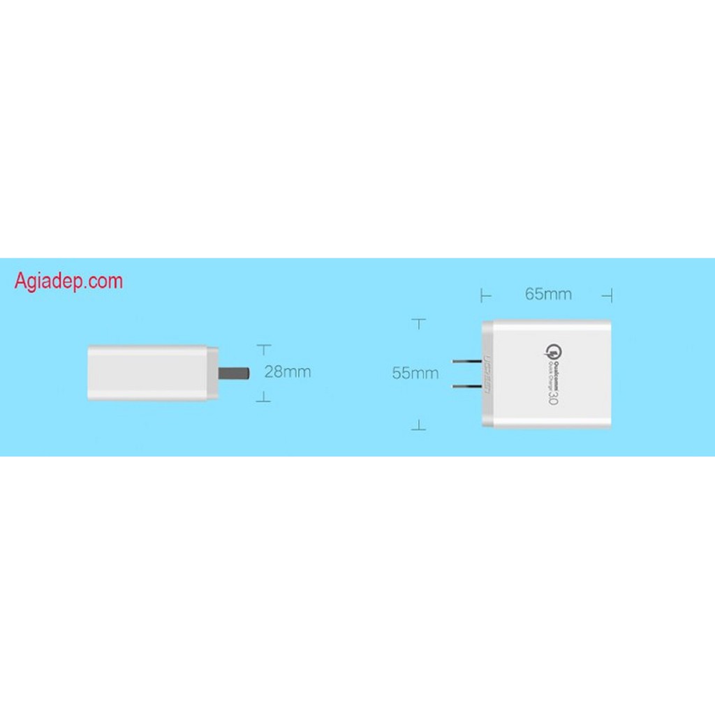 Củ sạc Công nghệ QC3.0 - 2 Cổng USB Cao cấp Agiadep-Ugreen (Xịn - Sạc nhanh) Số 1 hiện nay (Tốt hơn Anker)