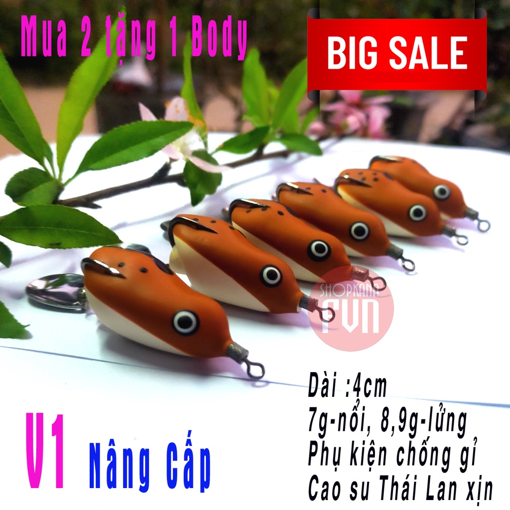 Mồi câu NHÁI HƠI V1 ( Chất lượng, giá rẻ nhất), handmade, cải tiến phần mỏ nhái