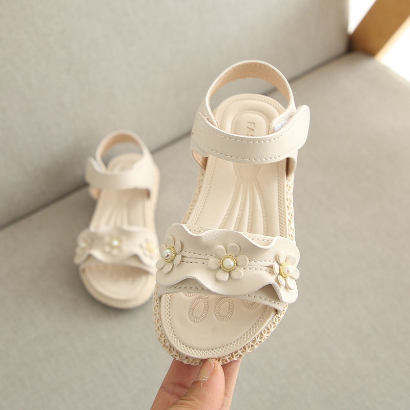 Sandal in hoa chống trượt cho bé gái