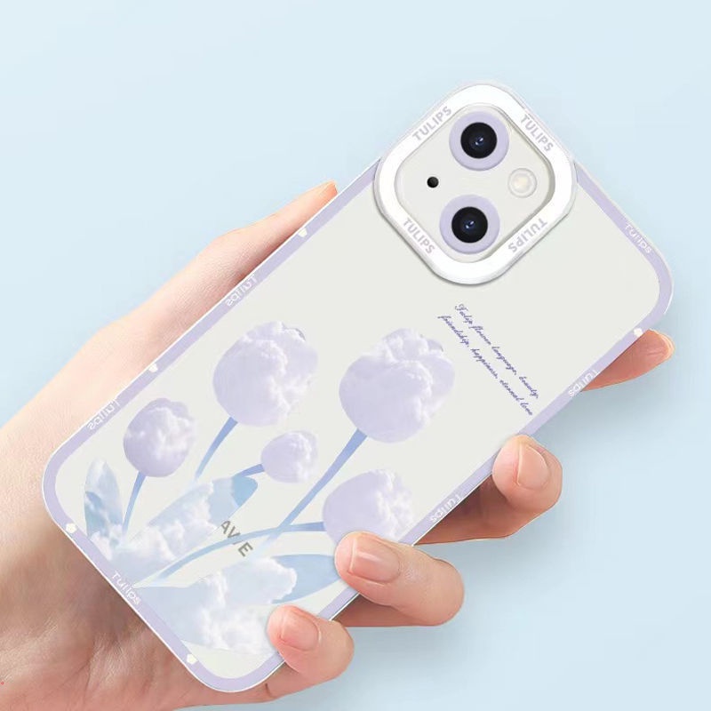 Ốp Điện Thoại Silicon Dẻo Trong Suốt Họa Tiết Hoa Tulip Thời Trang Cho IPhone 13 12 11 Pro MAX X XR XS MAX 8 7 6 Plus