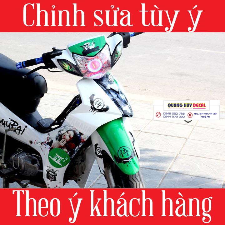 Tem trùm sirius samurai xanh lá cây - Độ tem trùm xe sirius thiết kế theo yêu cầu - Chế tem trùm xe sirius rẻ đẹp