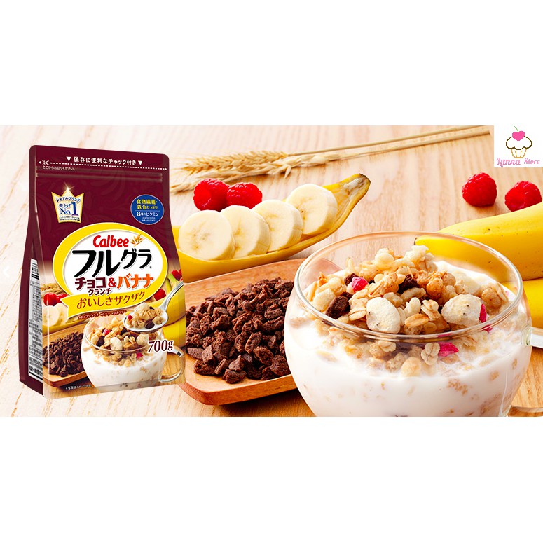 [HSD 27/08/2022] Ngũ cốc Calbee ăn kiêng giảm cân Nhật Bản mix hoa quả trái cây sữa chua dùng ăn sáng - GÓI NÂU 600g
