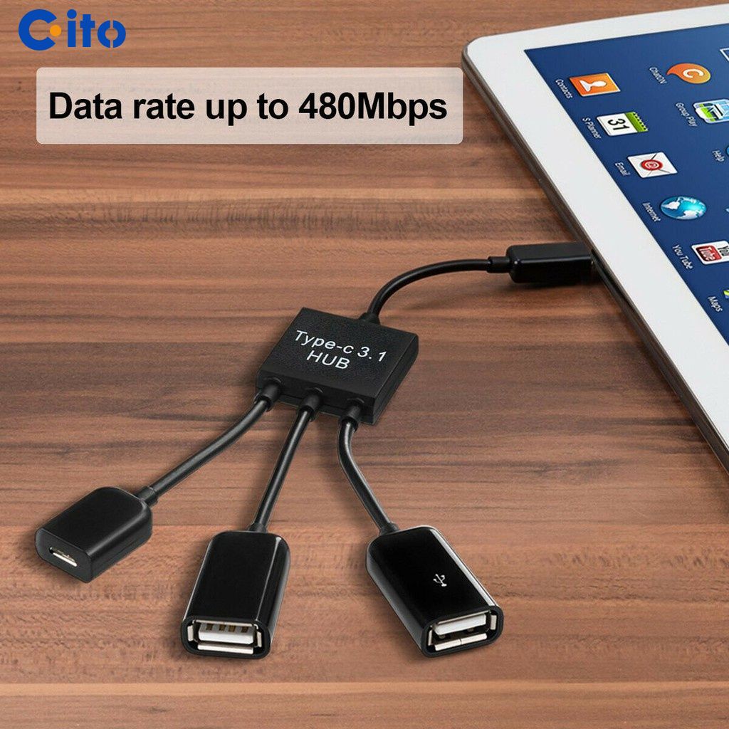 Cáp chuyển đổi 3 trong 1 loại C sang cổng Micro OTG USB cho điện thoại Android/máy tính bảng