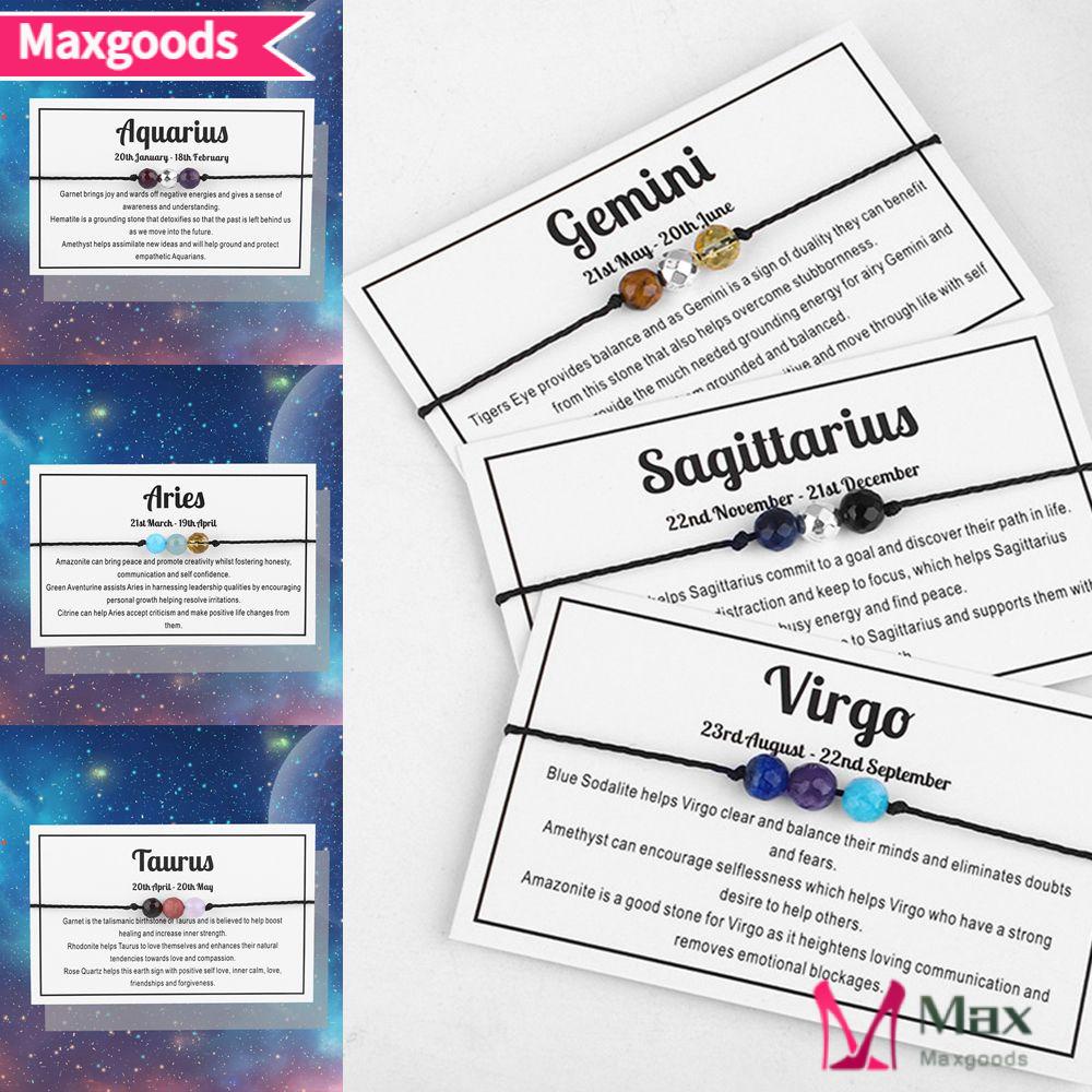 MAX=> Women Men 12 Constellation Bracelet Best Birthday Gift Bead Bracelet Constellation Anklet Leo Libra Scorpio Sagittarius New Friendship Gift Fashion Horoscope Astrology Zodiac Pendant